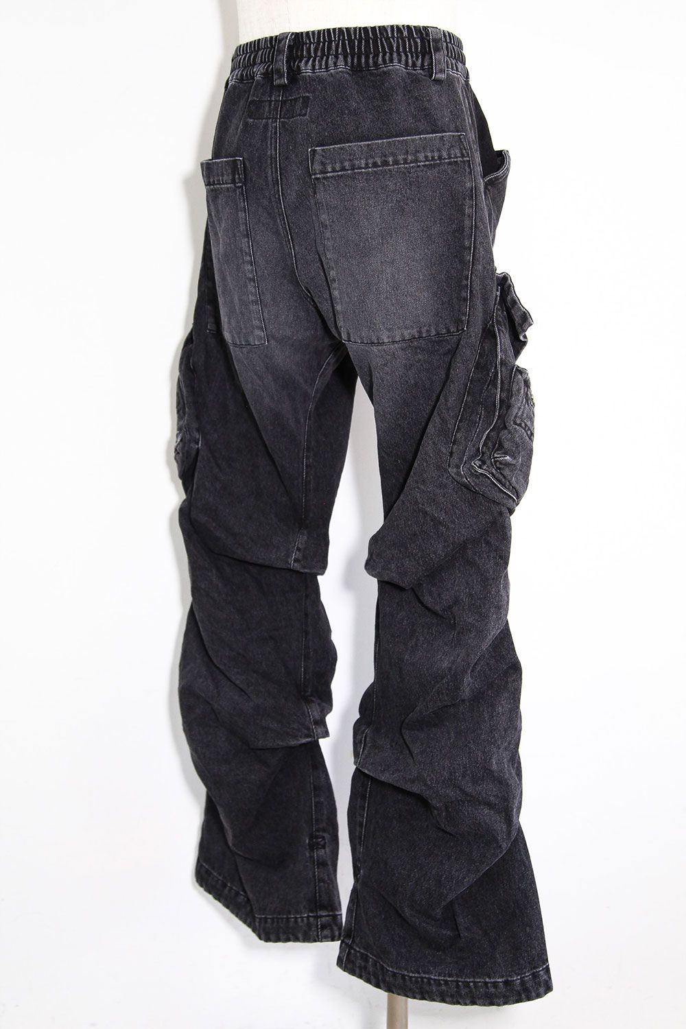 デニムカーゴタックバギーパンツ / Denim Cargo Tuck Baggy Pants / ブラック / ag-11018-3