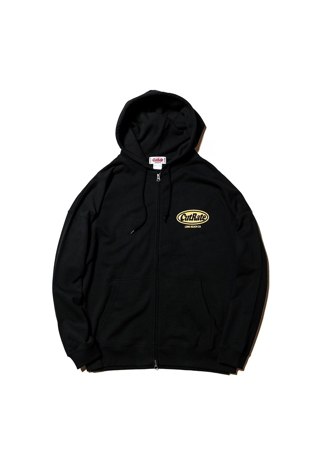 CUTRATE LOGO DROPSHOULDER ZIP HOODIE / ブラック