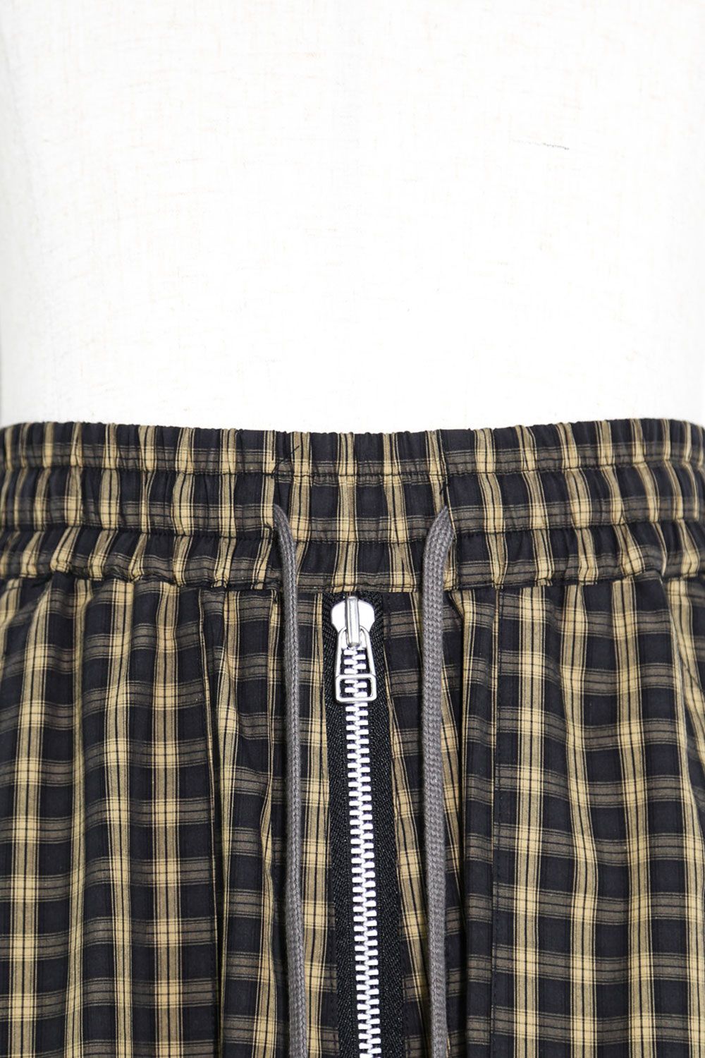 チェックフロントジップサルエルイージーパンツ / Check Front Zip Sarouel Easy Pants / イエロー