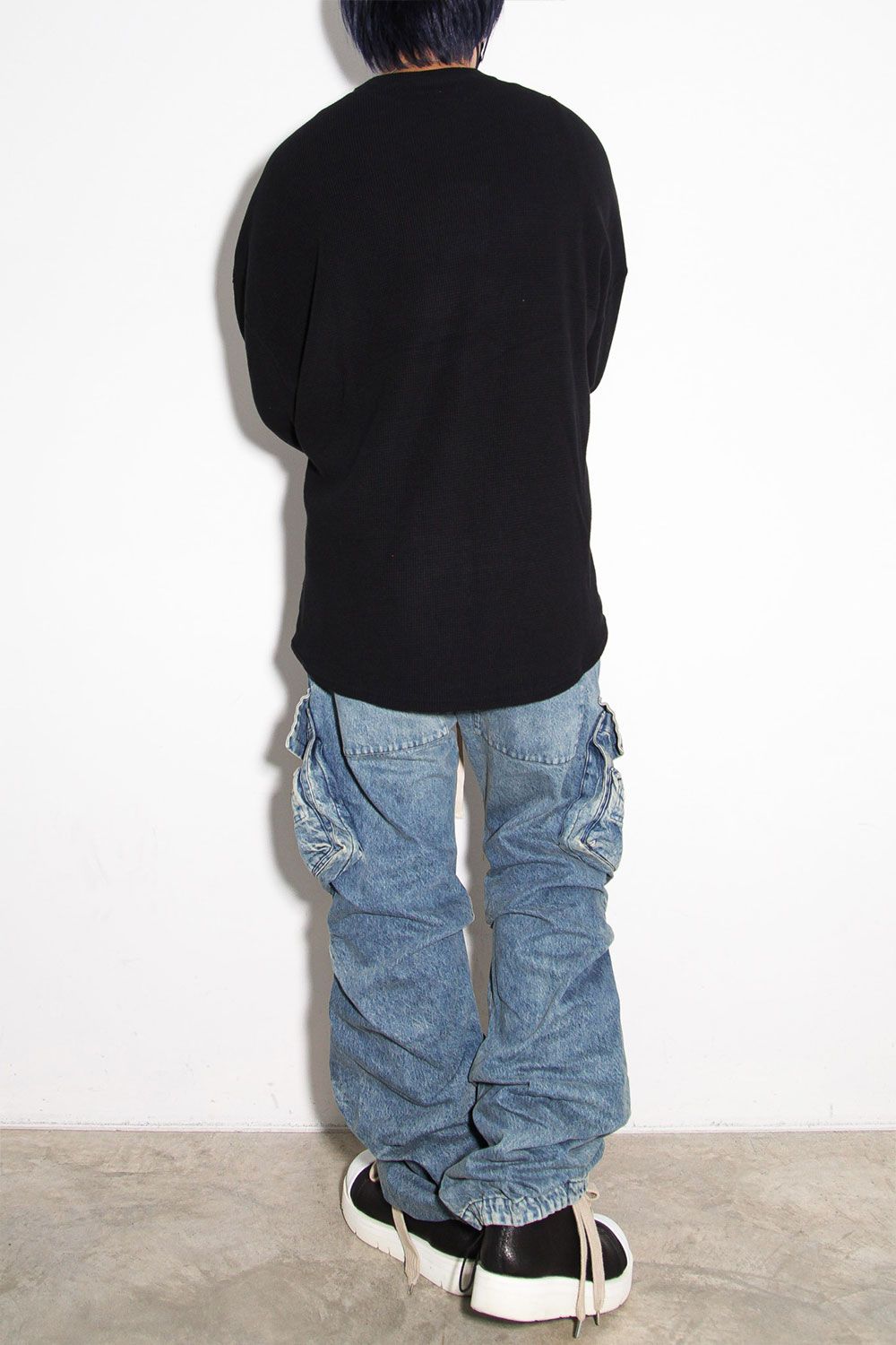 リブニットオーバーサイズトップ / Rib Knit Over Size Top / ブラック / ag-10093-2