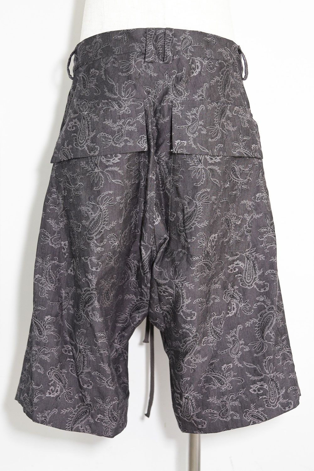 ペイズリー袴タックショーツ / Paisley Front Zip Tuck Shorts / ダークグレー / ag-9061-1