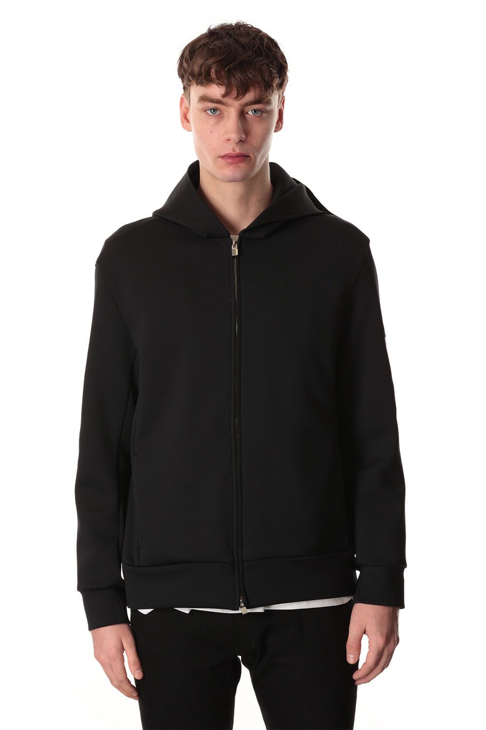 PE STRETCH SMOOTH ZIP UP HOODIE / ブラック