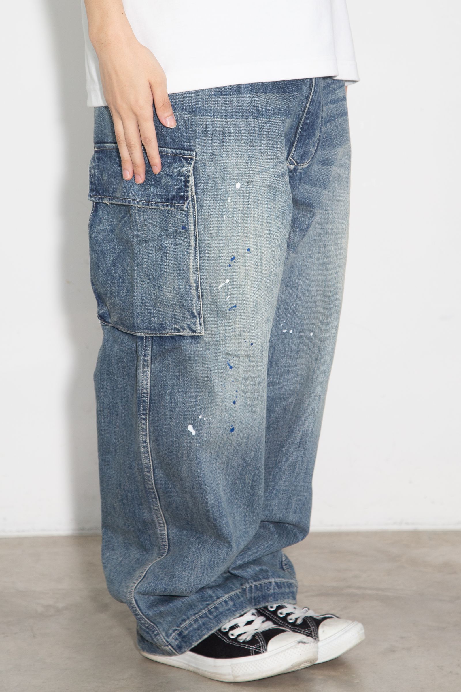 DENIM CARGO PANTS / ブルー