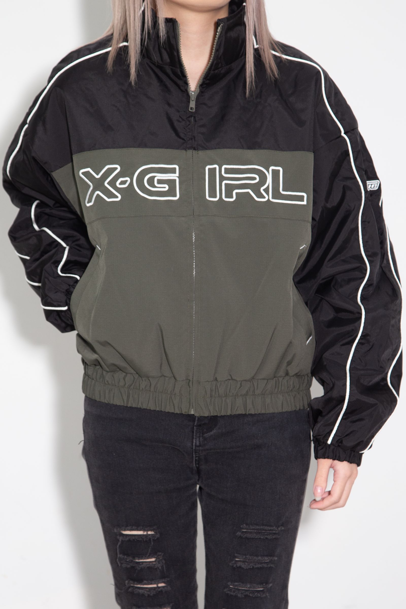 X-girl LOGO EMBROIDERY JACKET / オリーブ