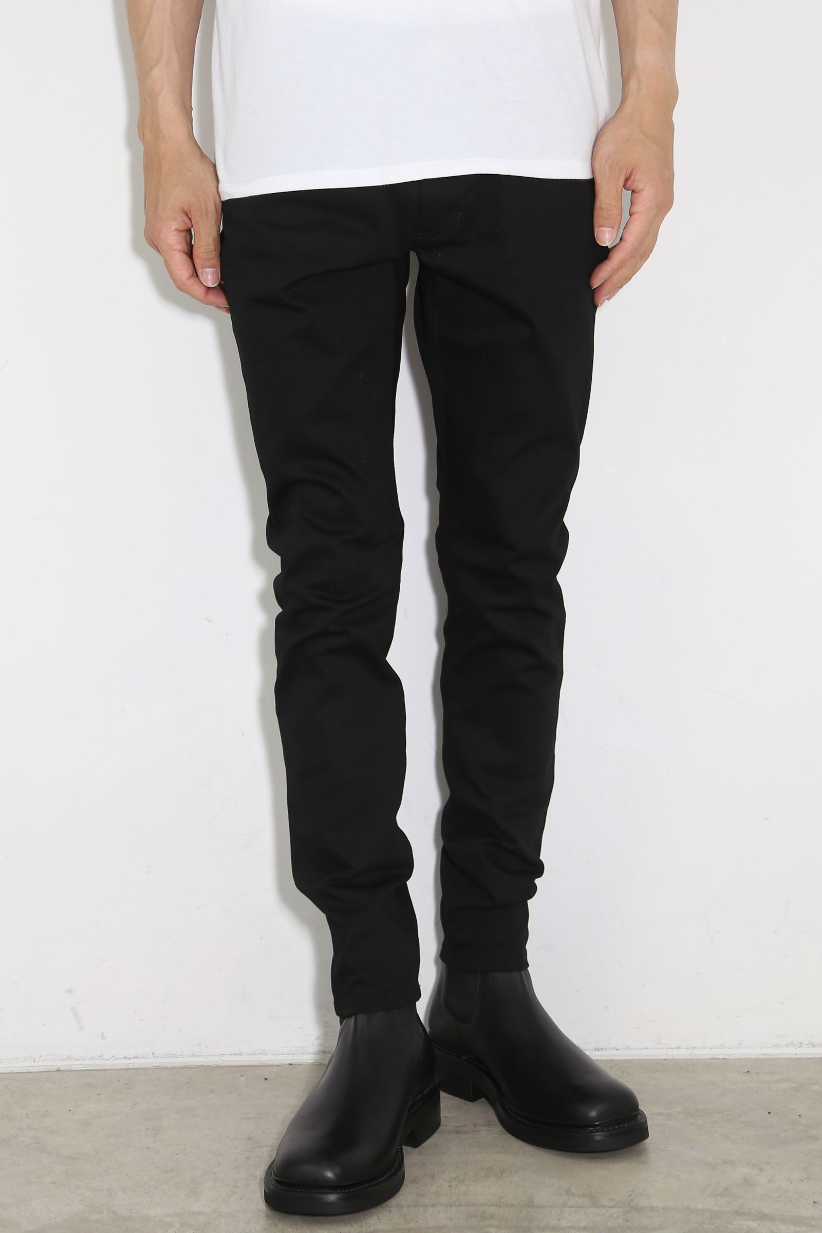RUBBER STRETCH TWILL 5POCKET SKINNY PANTS / ブラック