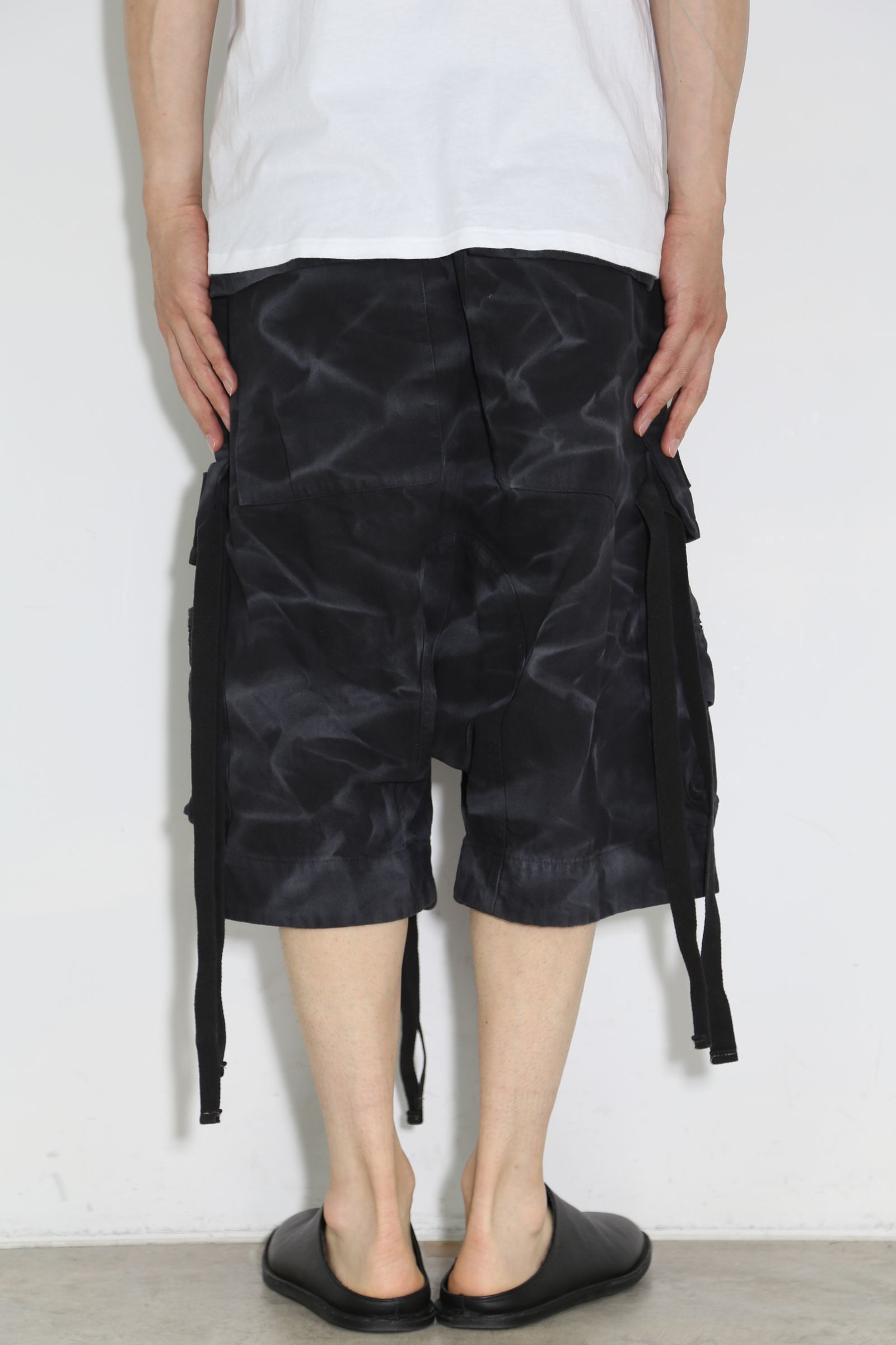 ヴィンテージ染めジップカーゴショーツ / Vintage Dyed Zip Shorts / ブラック