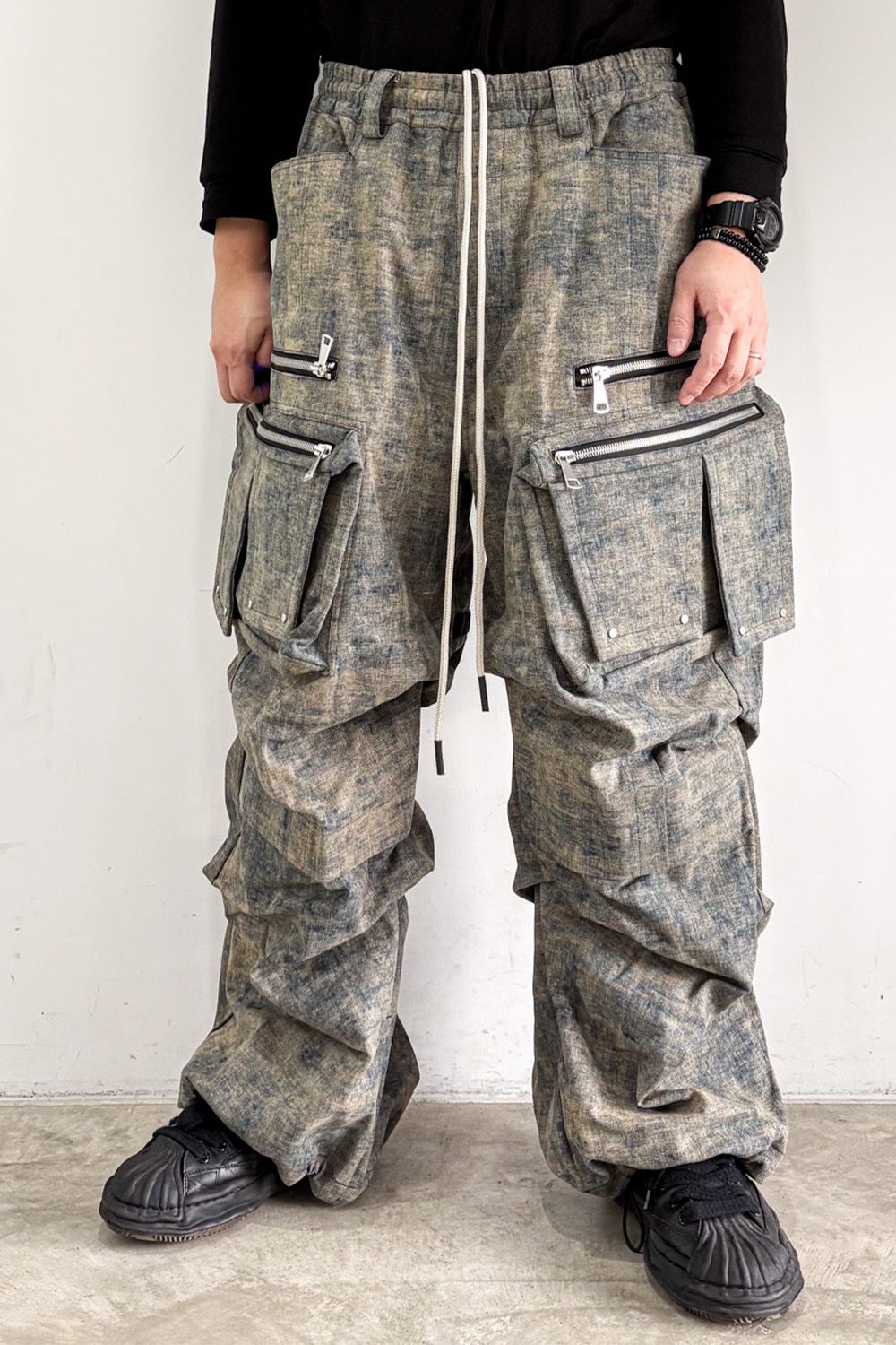 BLENDED SHADES DENIM CARGO TUCK WIDE PT / スチールブルー