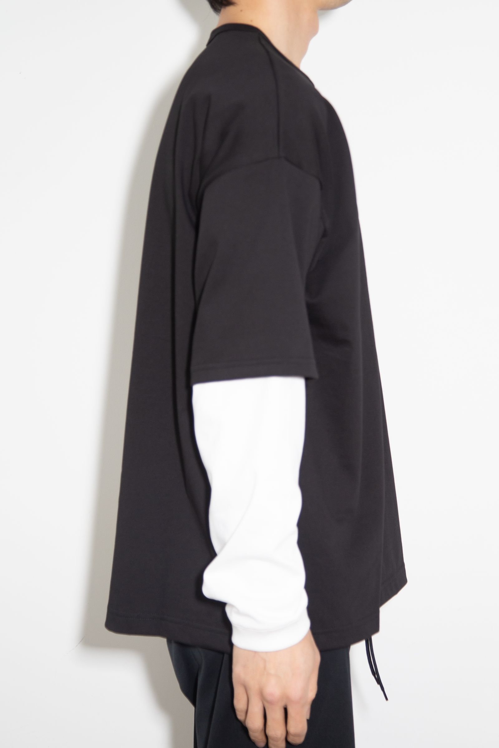 【人気継続商品】 fake layered longsleave / ブラック×ホワイト