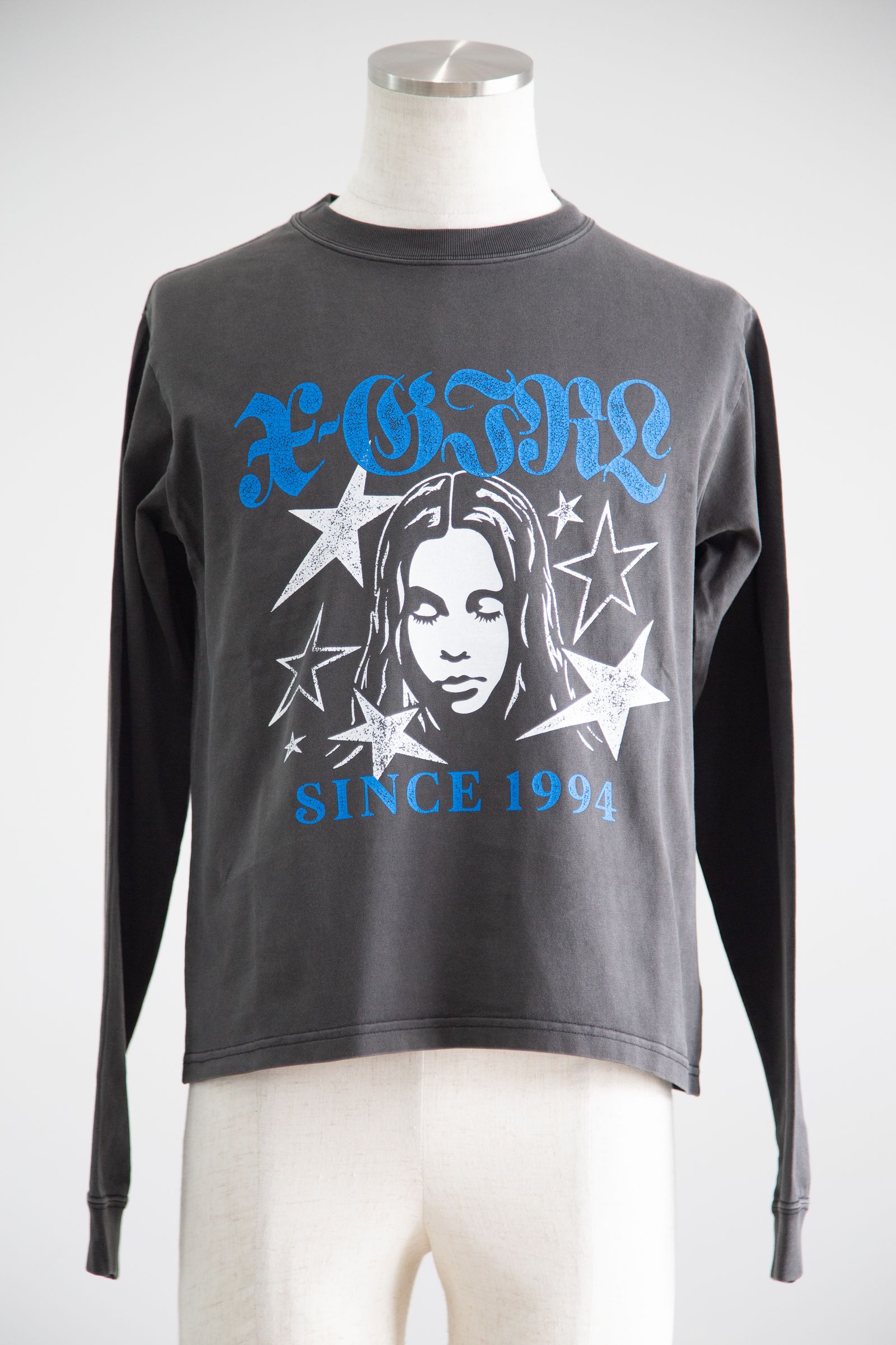 STAR AND FACE LOGO FADED L/S TEE / ブラック