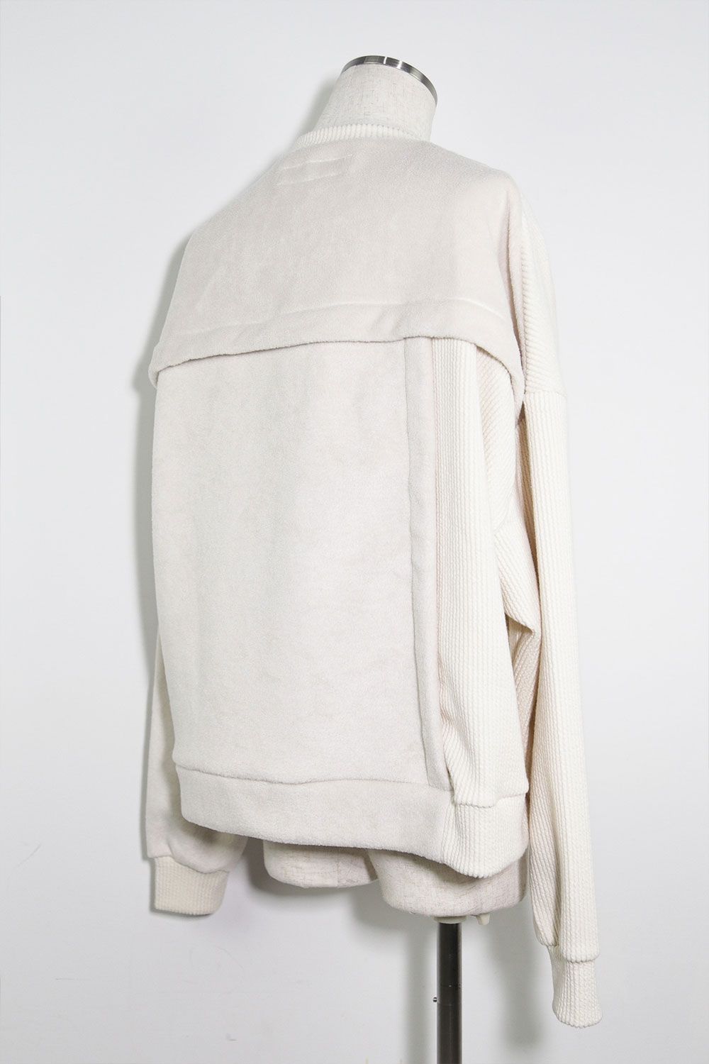 ニットコーデュロイ×フリーストップ / Knit Corduroy Combi Fleece Top / アイボリー / ag-10086