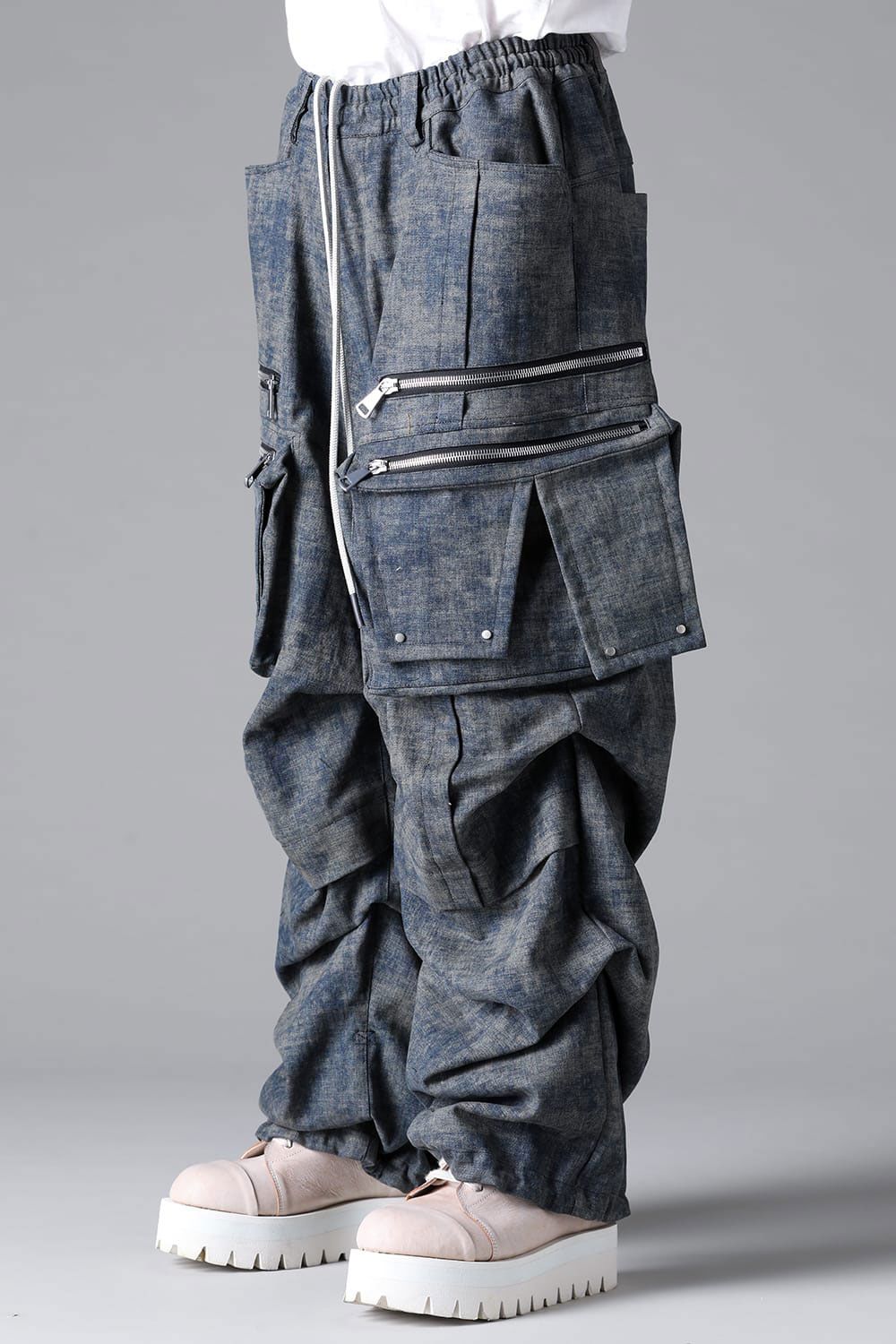 BLENDED SHADES DENIM CARGO TUCK WIDE PT / スチールブルー