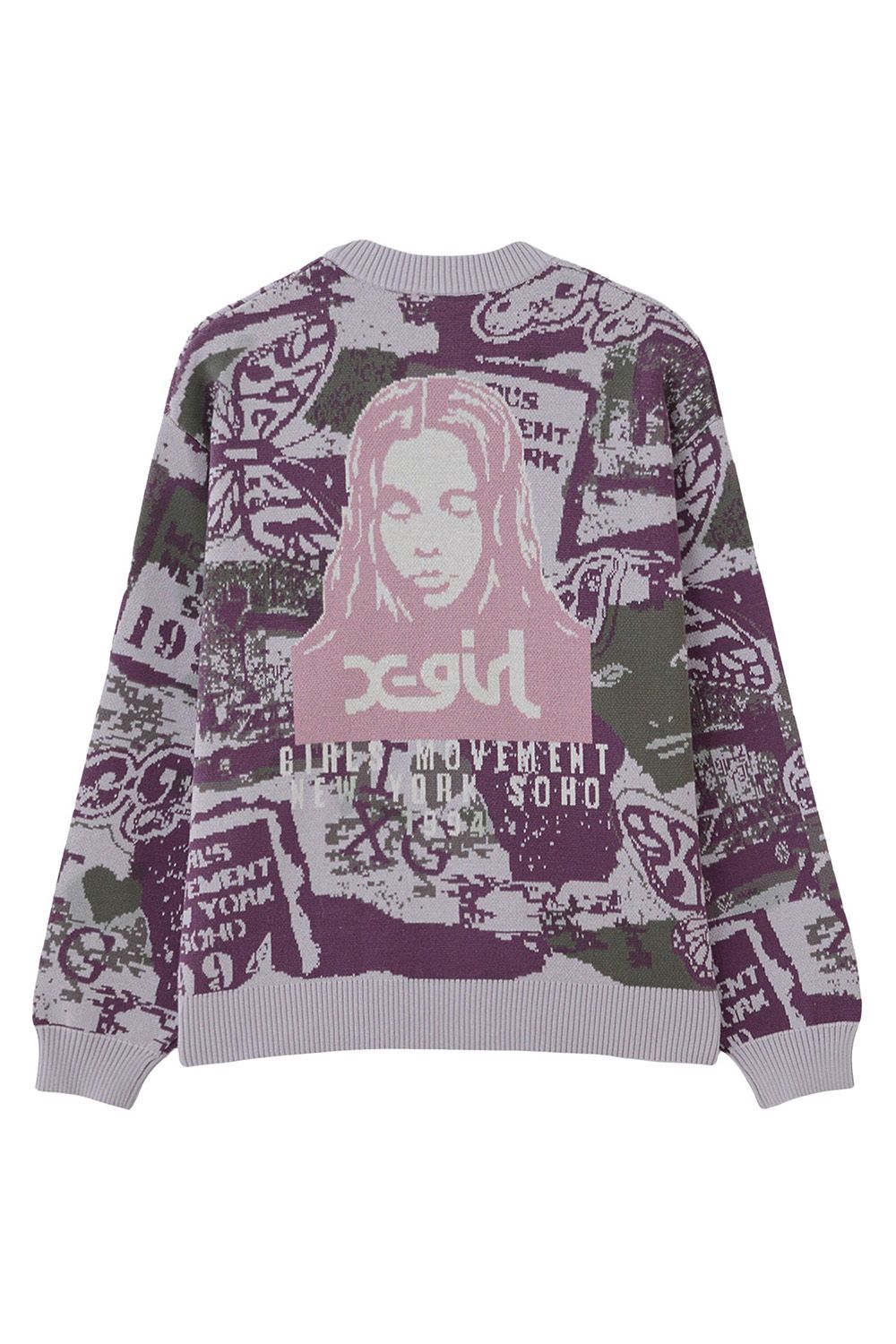 COLLAGE GRAPHIC JACQUARD KNIT CARDIGAN / パープル