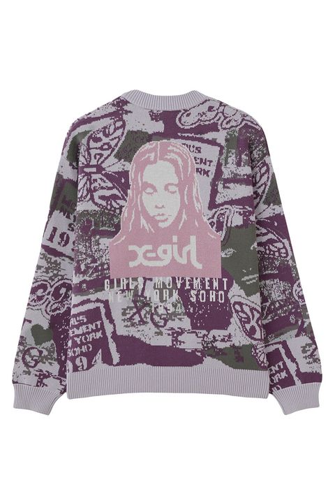 COLLAGE GRAPHIC JACQUARD KNIT CARDIGAN / パープル