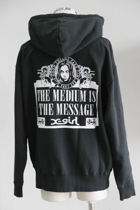 [ラスト1点 サイズM] VINTAGE LABEL FACE LOGO ZIP UP SWEAT HOODIE / チャコール