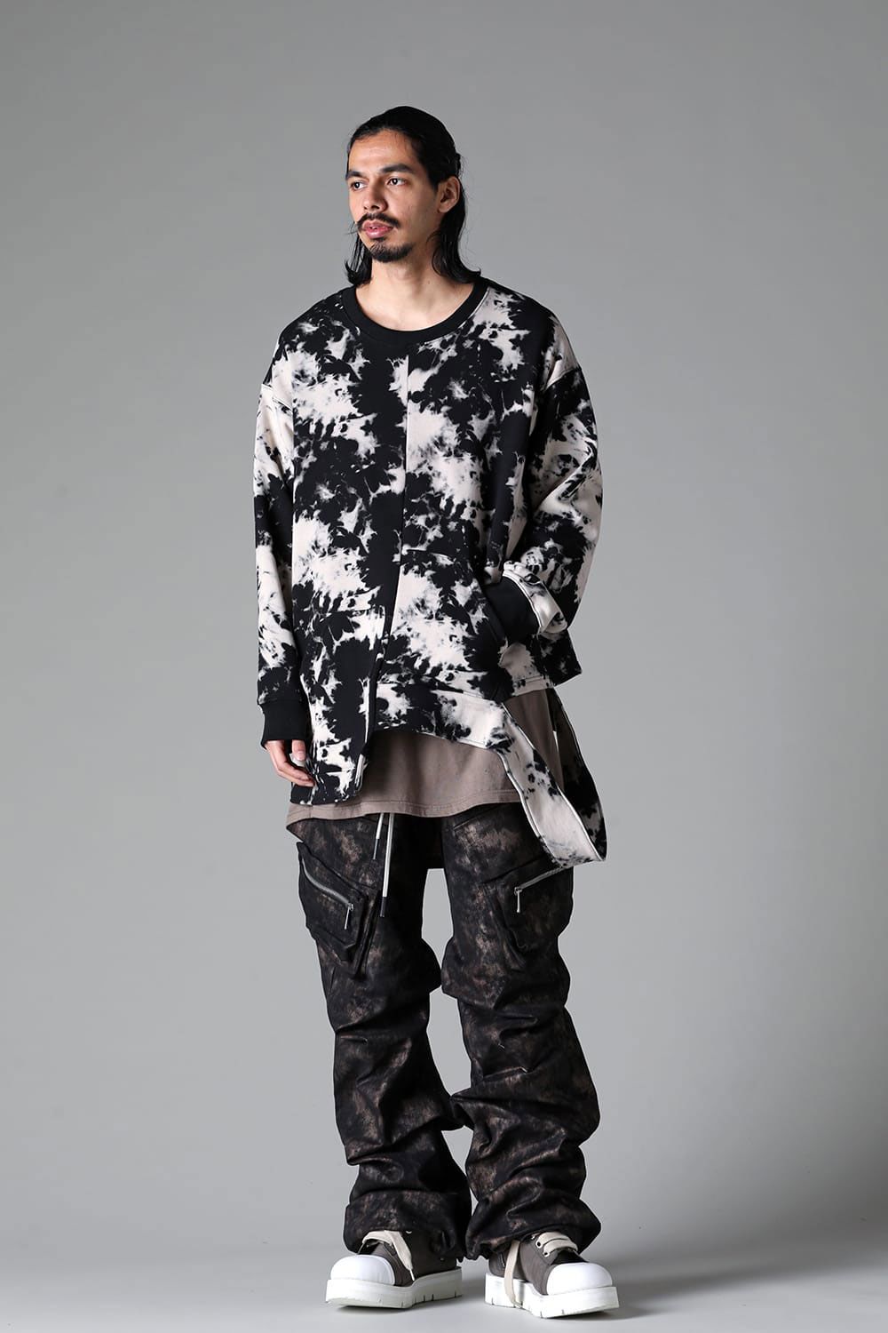 アシンメトリークルーネック / ASYMMETRY CREW NECK / ブラック×アイボリー / ag-12081-1