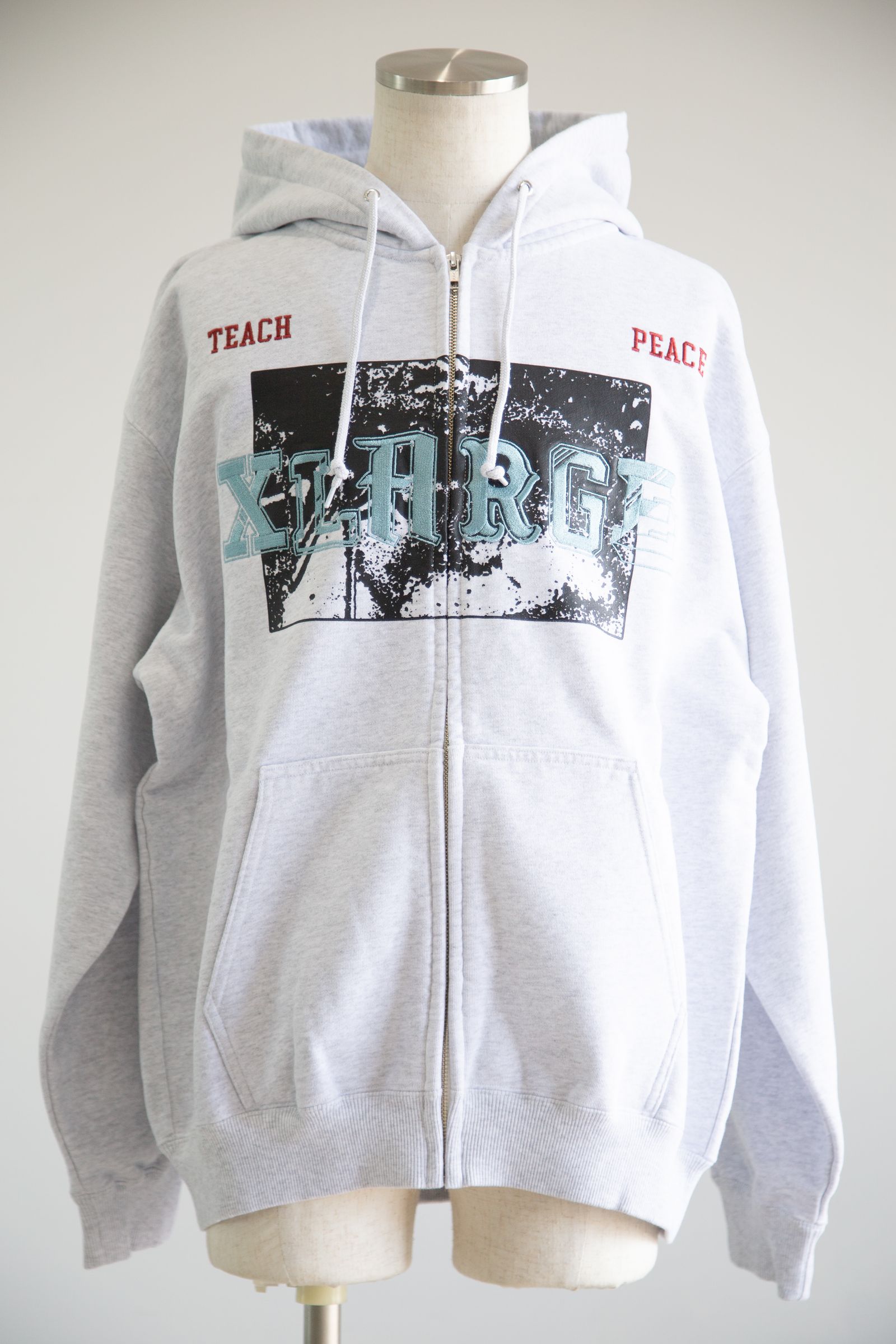 [ラスト1点 サイズM] CAMPUS ZIP UP HOODED SWEATSHIRT / アッシュ