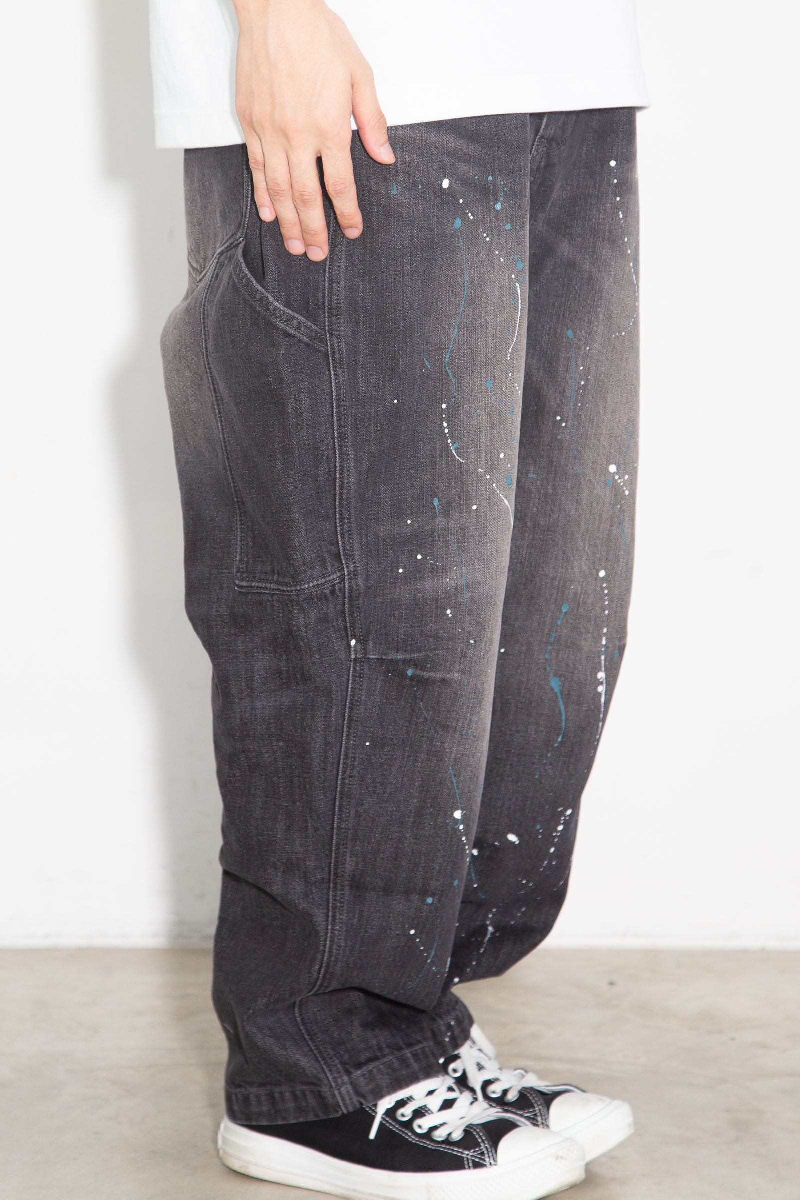 DENIM SARROUEL PANTS / ブラック