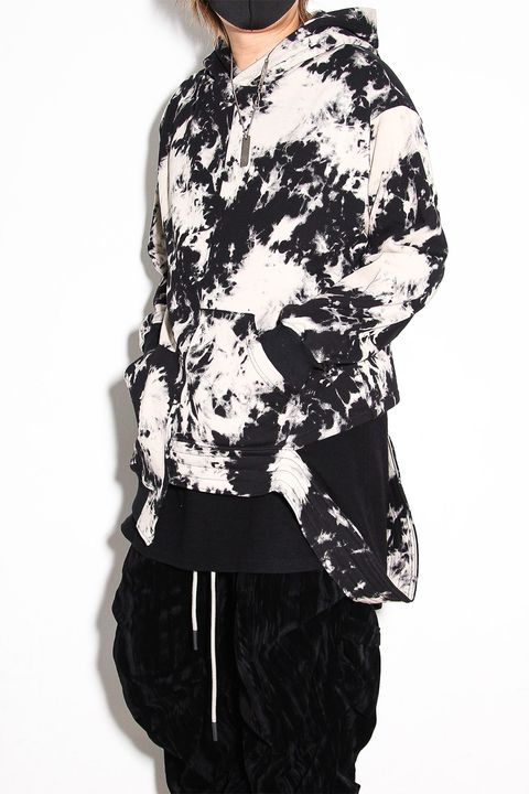 アシンメトリーフーディー / ASYMMETRY HOODED / ブラック×アイボリー / ag-12082