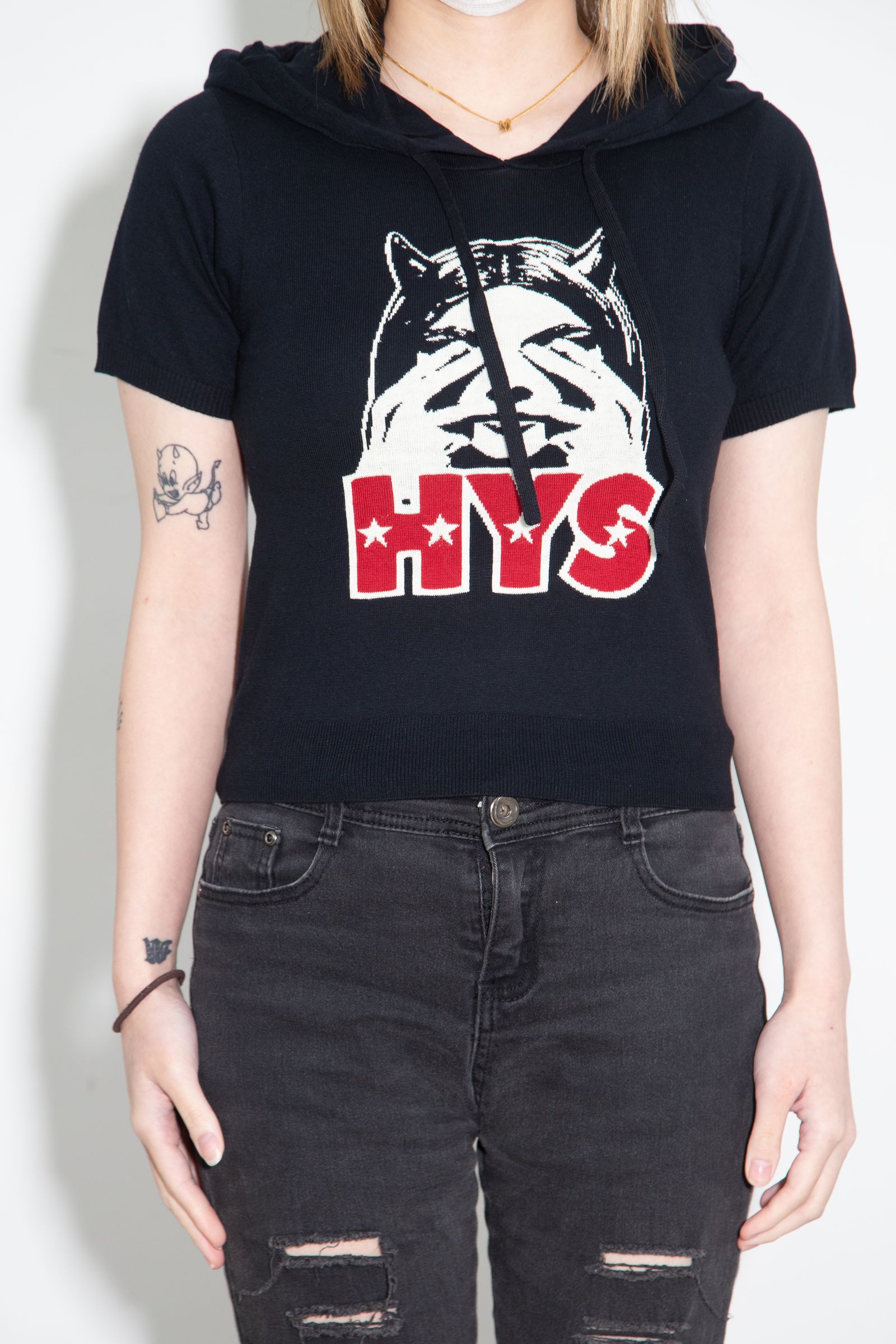 SEE NO EVIL編込 パーカー / ブラック