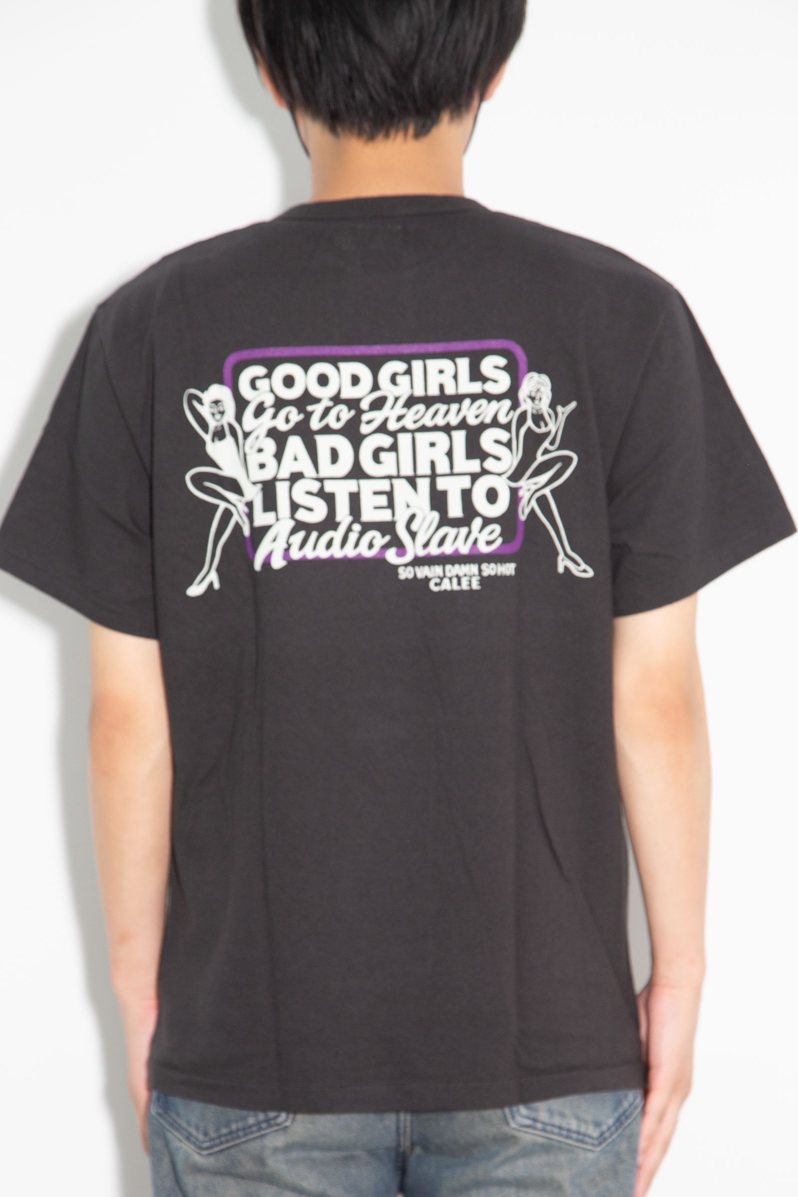 GARMENT DYE GIRLS LOGO POCKET TEE ＜NATURALLY PAINT DESIGN＞ / ブラック