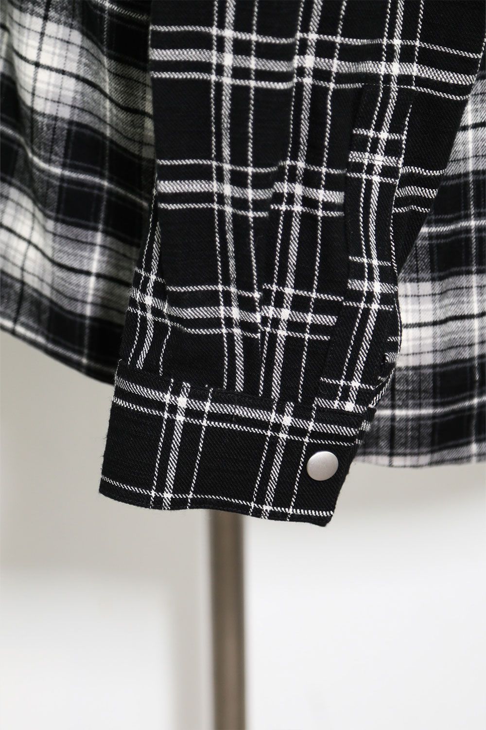 アシンメトリーチェックコンビシャツ / Check Pattern Combi Shirts / ブラック / ag-8074