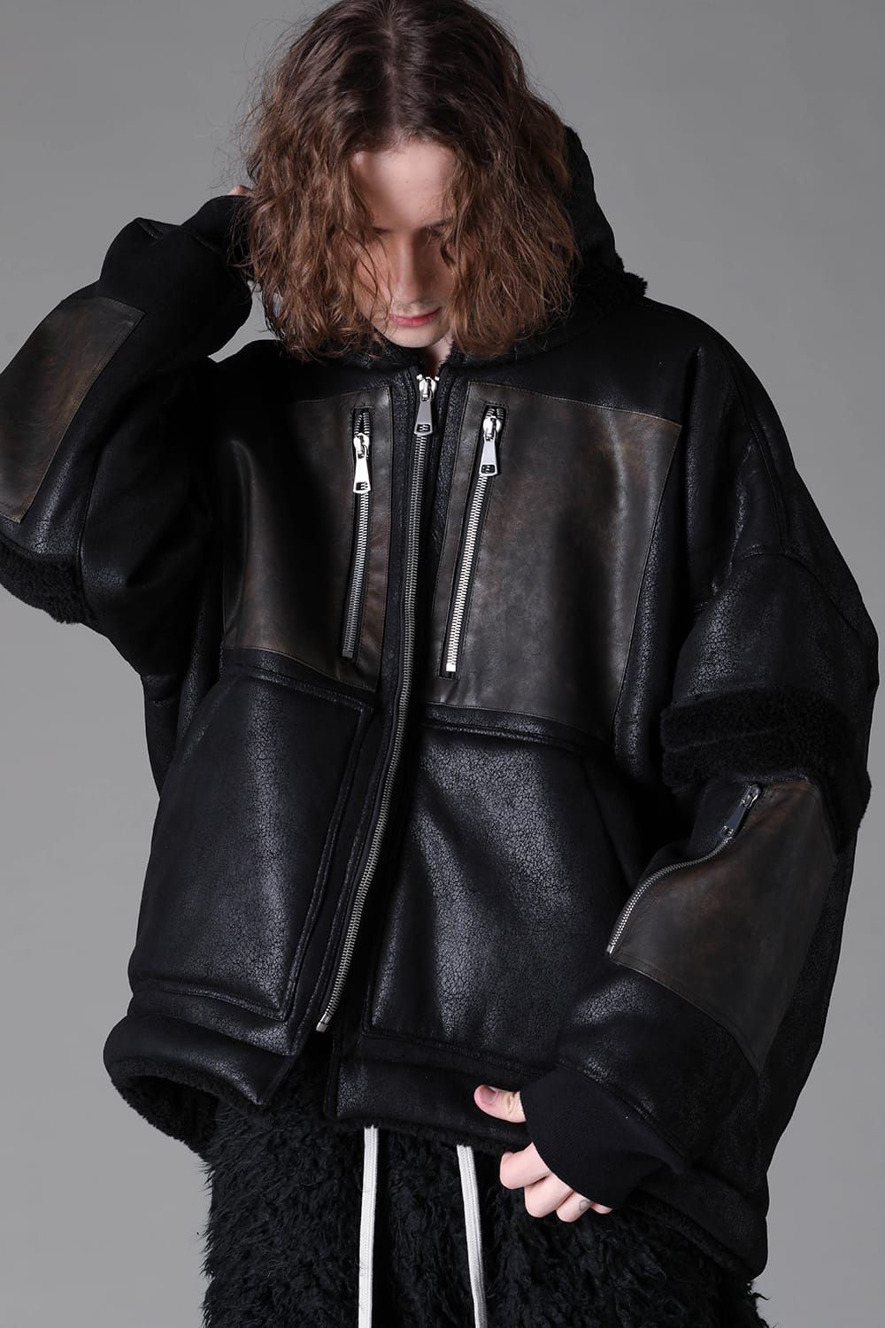 Faux Shearling Hoodie Blouson