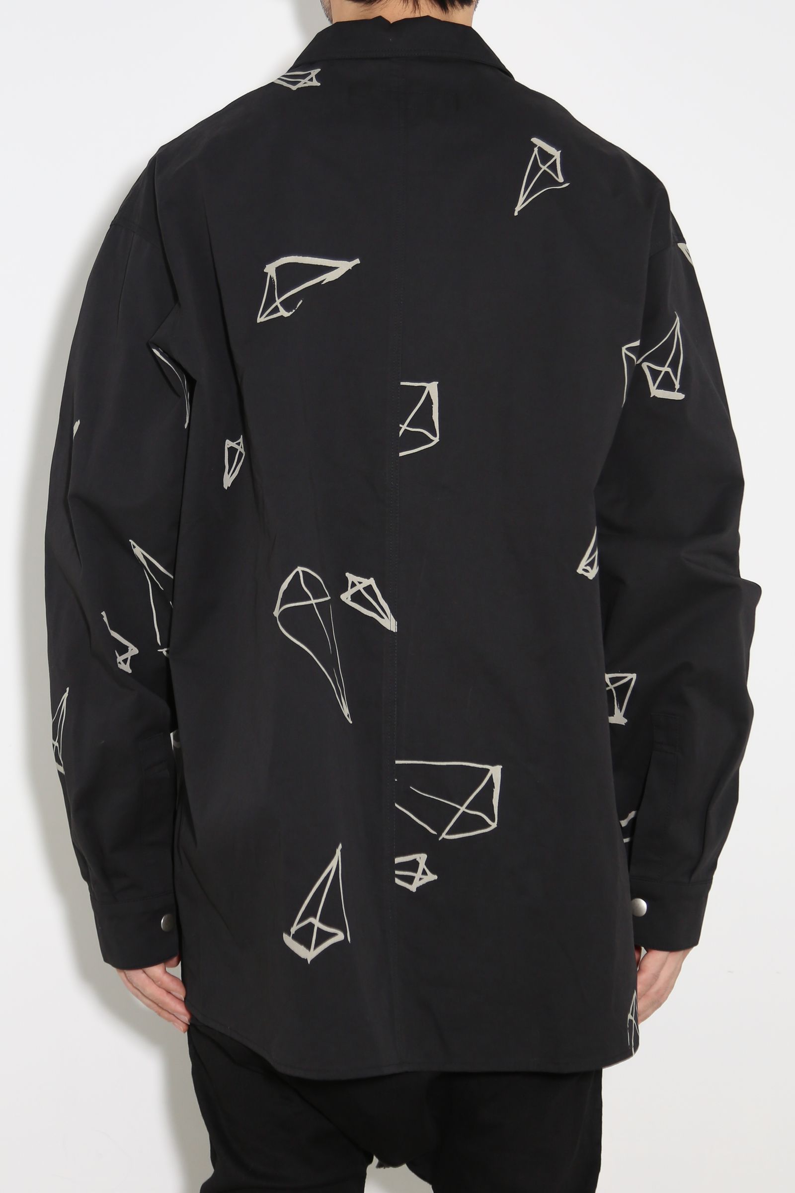 総柄プリントシャツ / Print Long Sleeve Shirts / ブラック / ag-6999