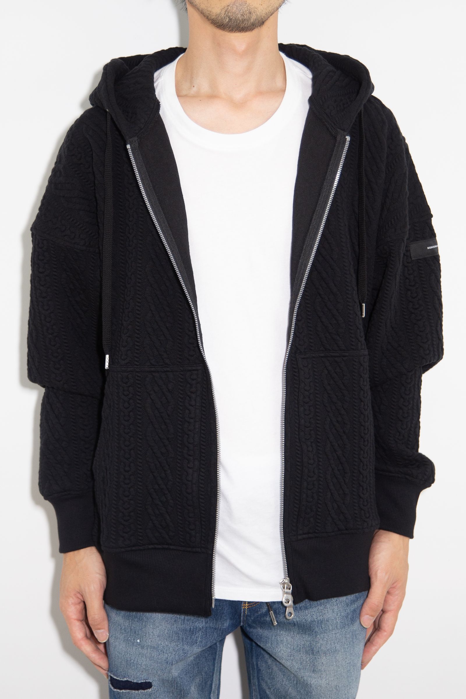 ROPE zip loose hoodie / ブラック