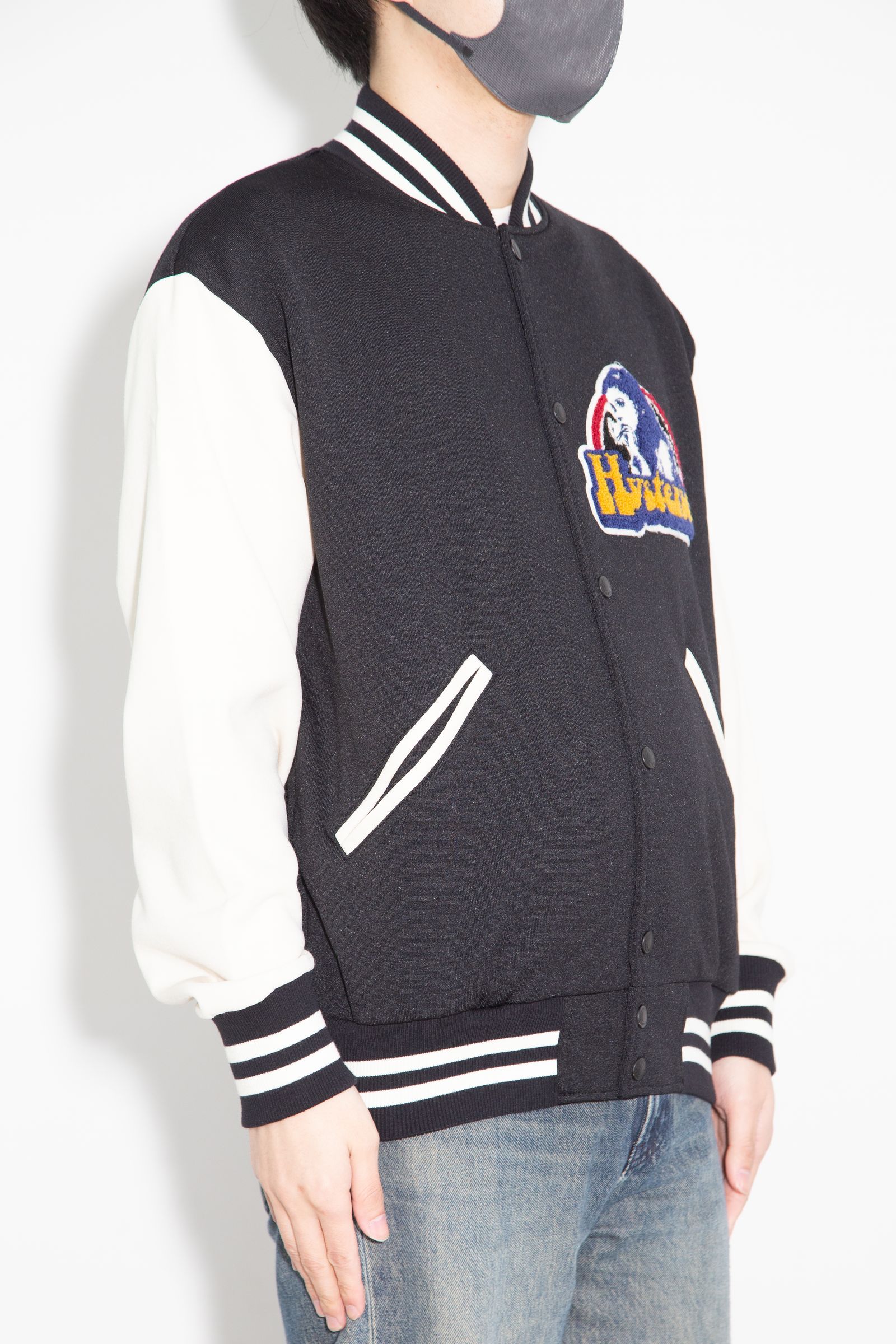 SMOKING GIRLワッペン スタジャン / ブラック