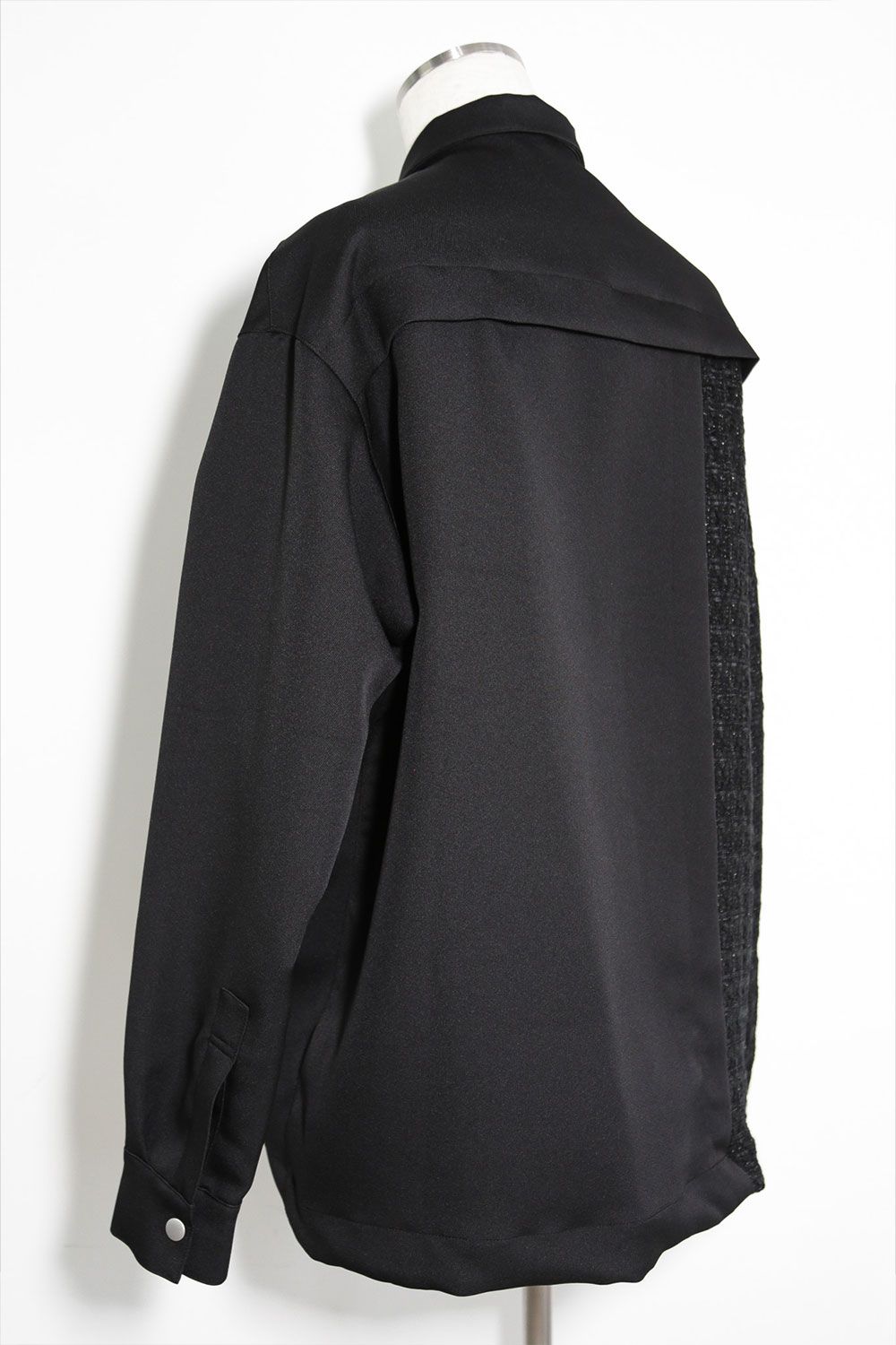 [ラスト1点 サイズ3] ツイードコンビシャツ / Tweed Combi Shirts / ブラック / ag-10084-2