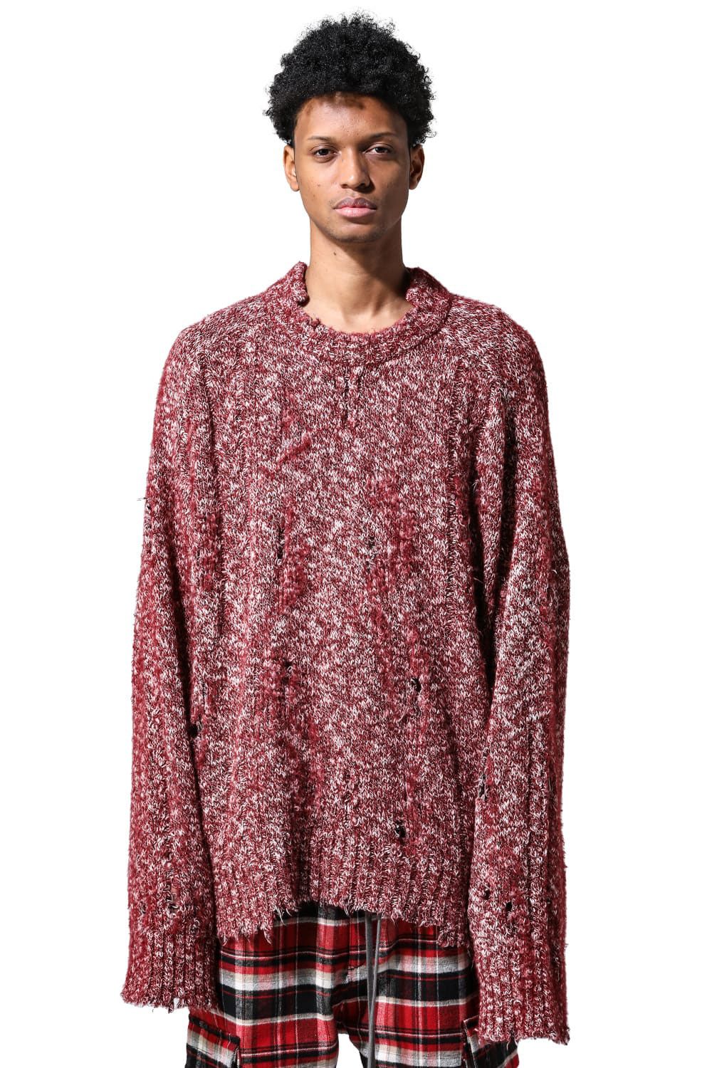 リラックスフィットダメージニット / Damage Knit Top / ブラックミックス / ag-8013