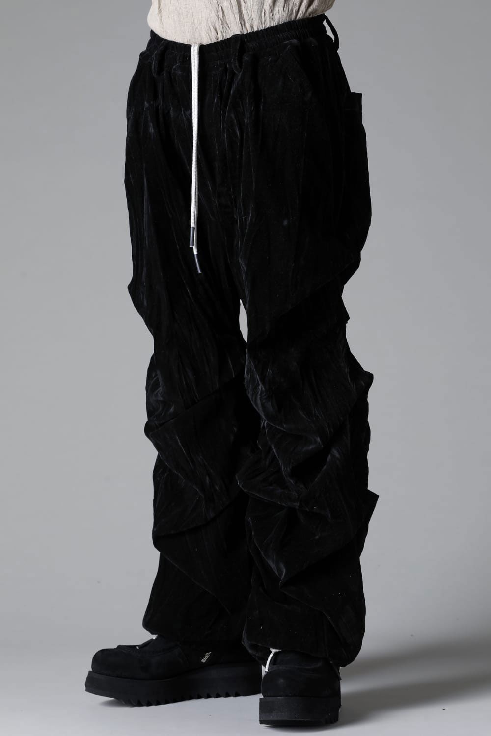 ベロアタックワイドパンツ / TUCK WIDE PANTS / ブラック / ag-12035-1