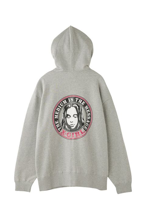CIRCLE LOGO AND FACE ZIP UP SWEAT HOODIE / アッシュ