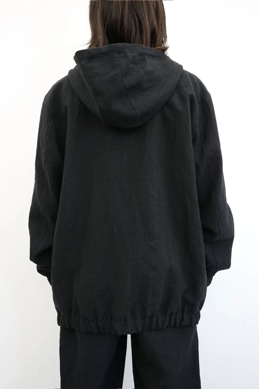 Linen Woven Zip-Up Hoodie