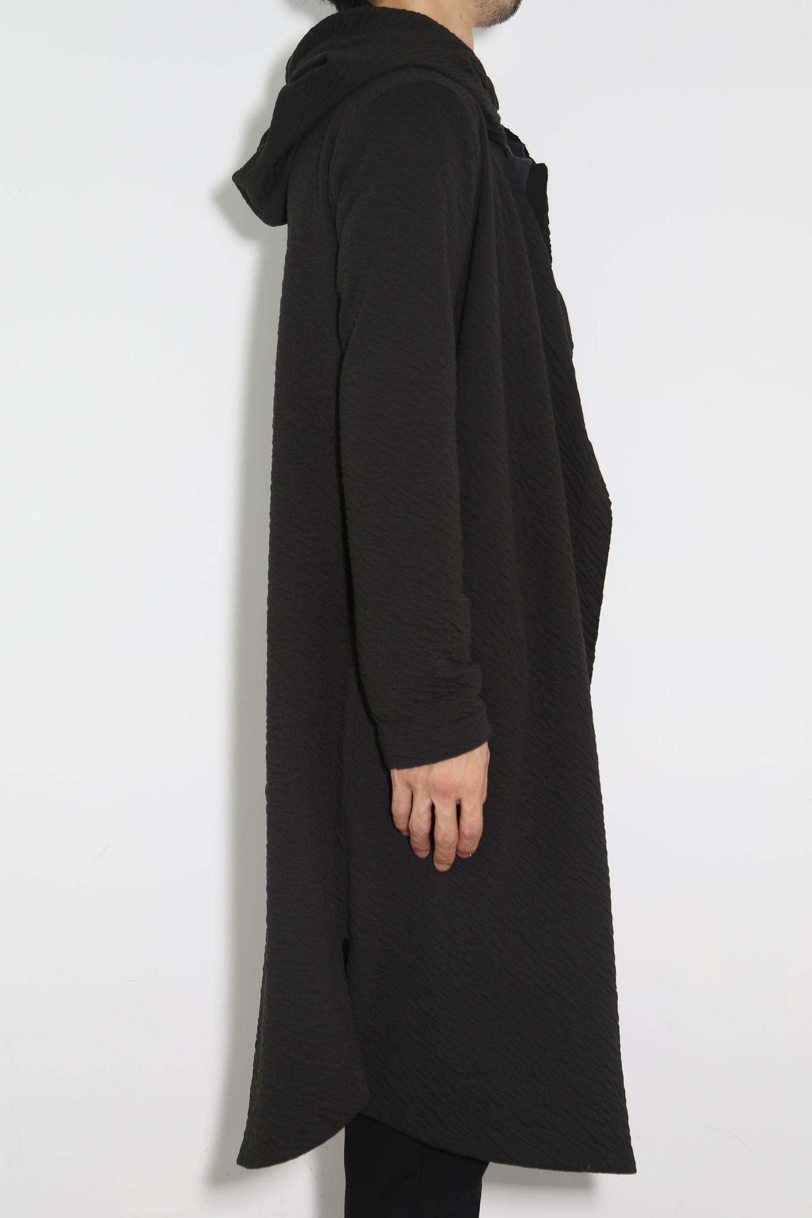 LONG CARDIGAN 223-304 / シボ加工ロングカーディガン / ブラック