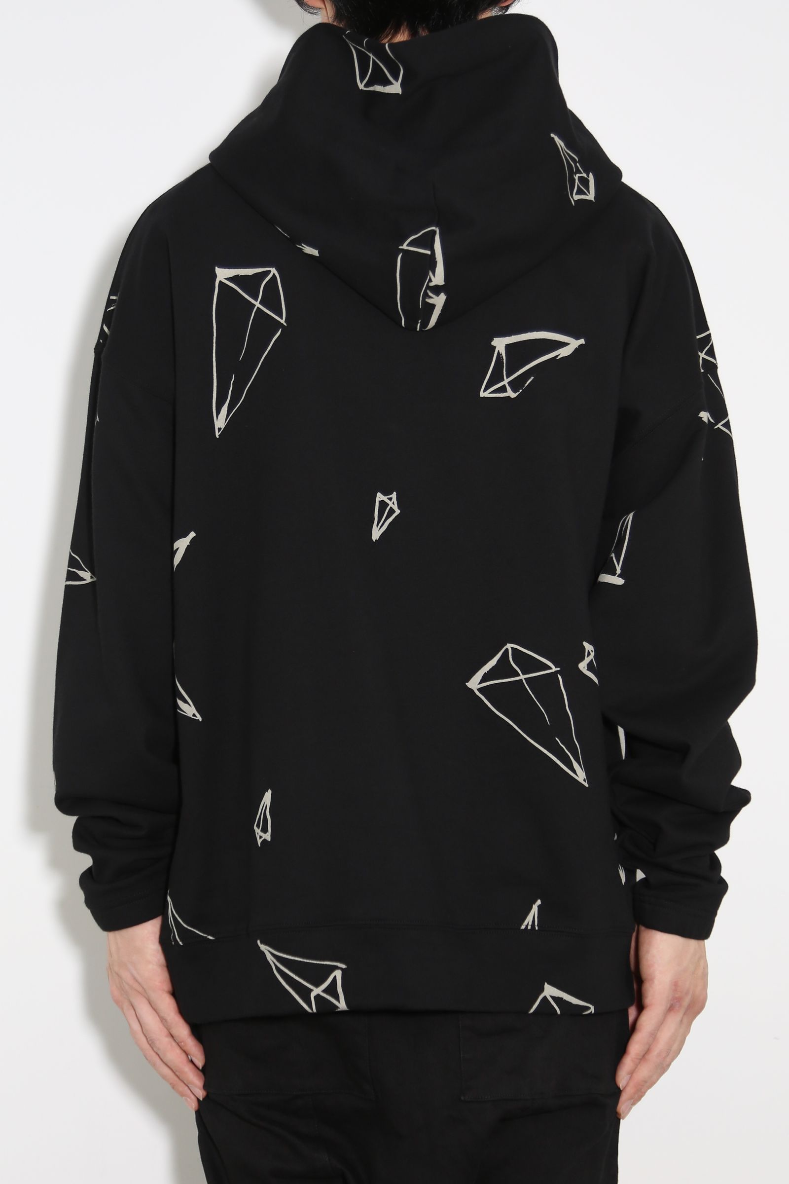 総柄プリントパーカー / Print Sweat Hoodie / ブラック / ag-7016
