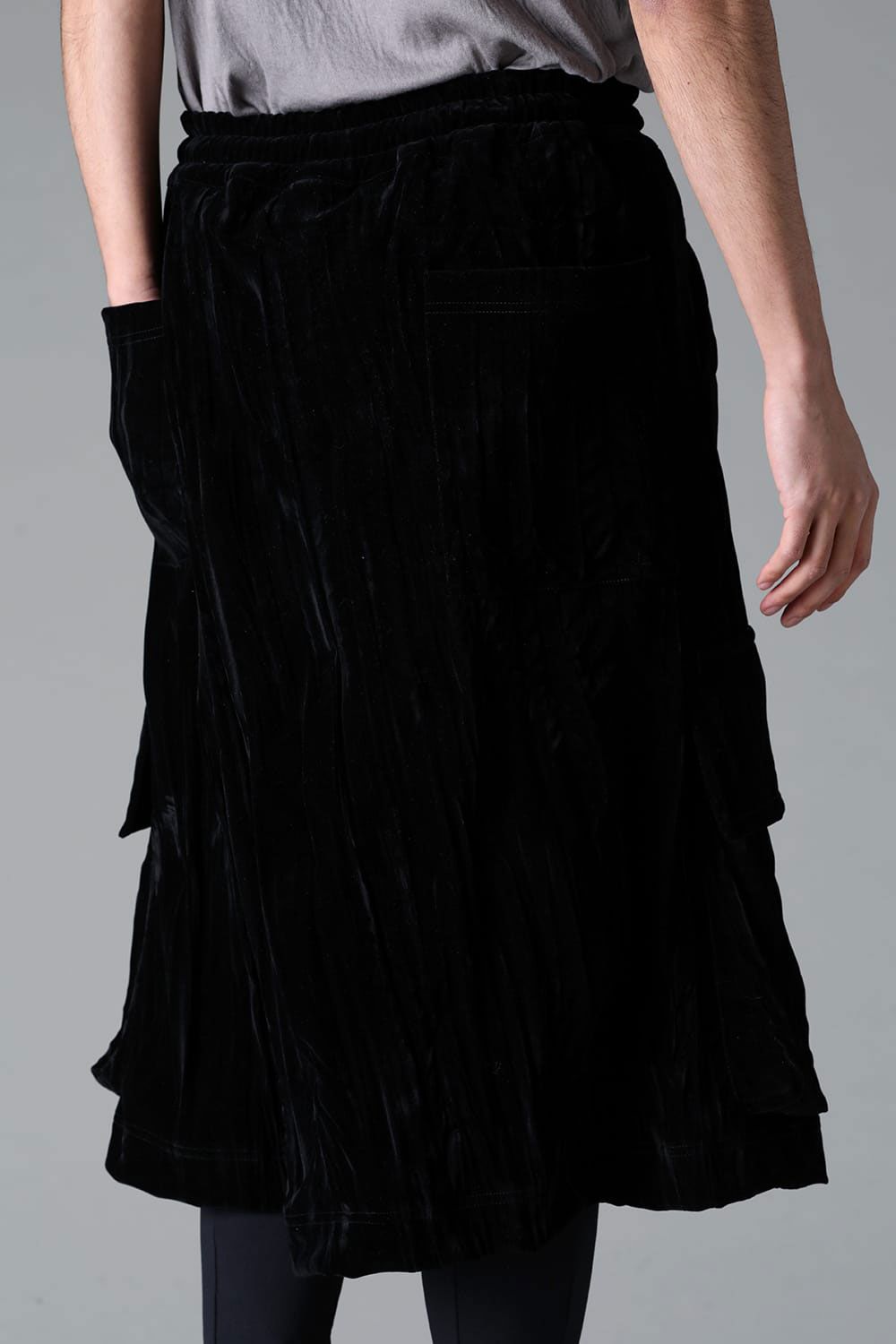 ベロアラップスカートパンツ / WRAP SKIRTS PANTS / ブラック / ag-12042