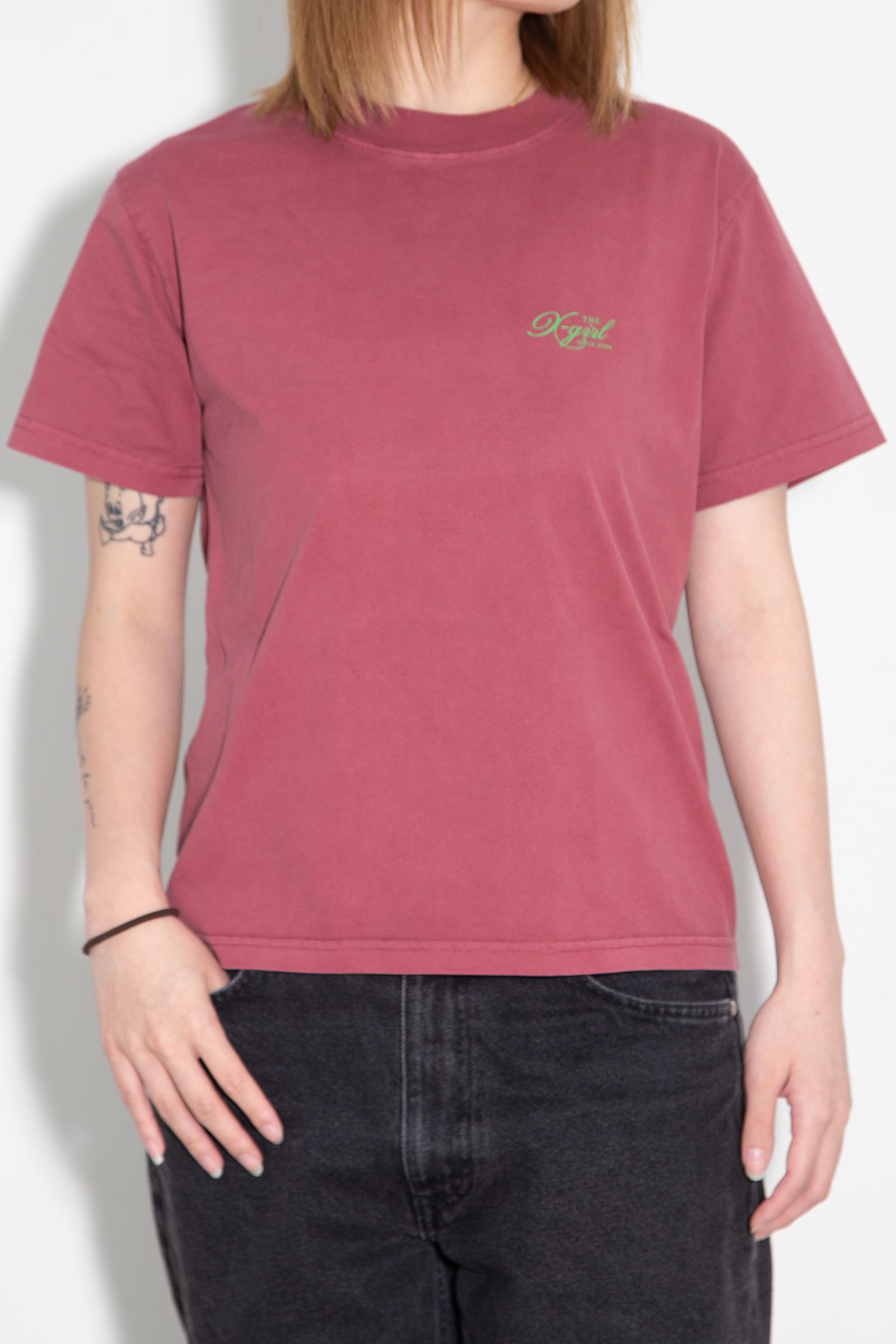［ラスト1点 サイズM］FADED TRI-COLOR FACE S/S TEE / バーガンディー