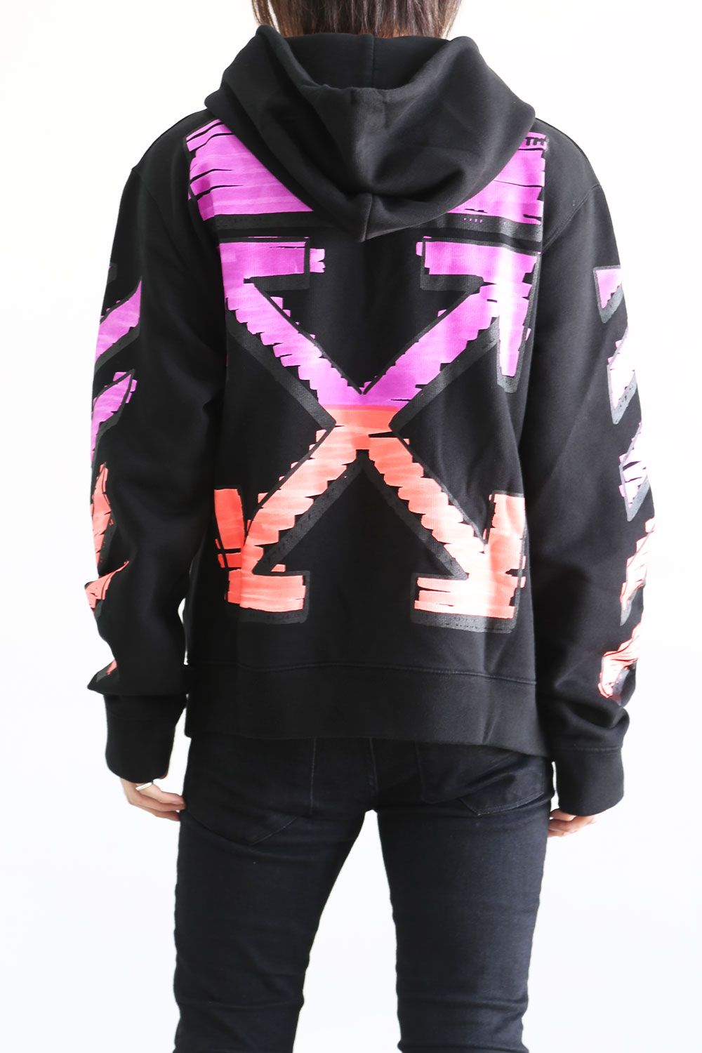 OFF-WHITE - MARKER SLIM HOODIE / ブラック×フューシャ | Tempt