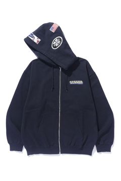 MULTI EMBLEM ZIP HOODED SWEATSHIRT / ブラック
