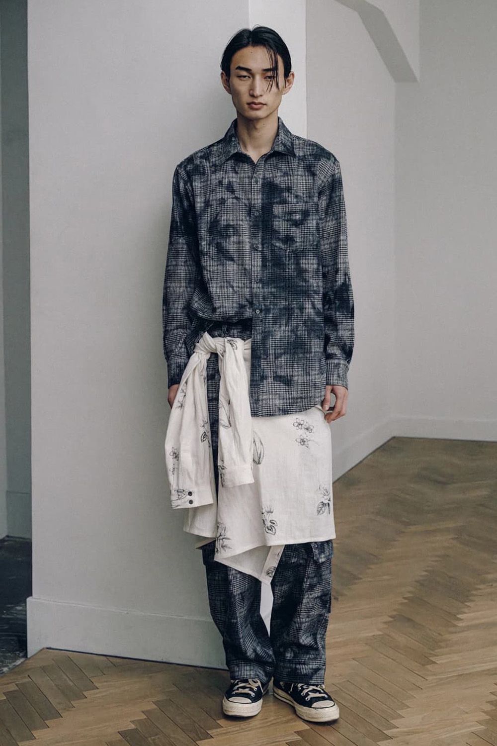 Unevenly Dyed Houndstooth Dress Shirt