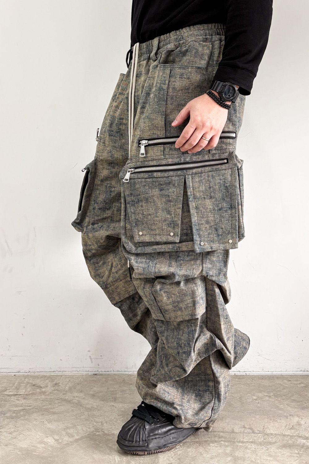 BLENDED SHADES DENIM CARGO TUCK WIDE PT / スチールブルー