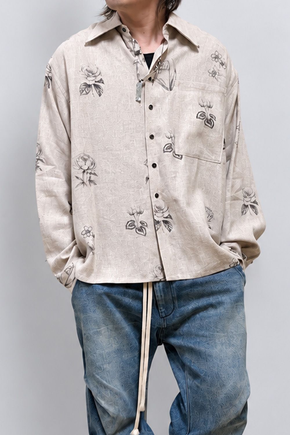 Botanical Print Oversized Shirt / エクリュ