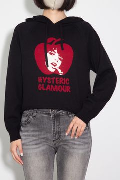 APPLE GIRL編込 パーカー / ブラック