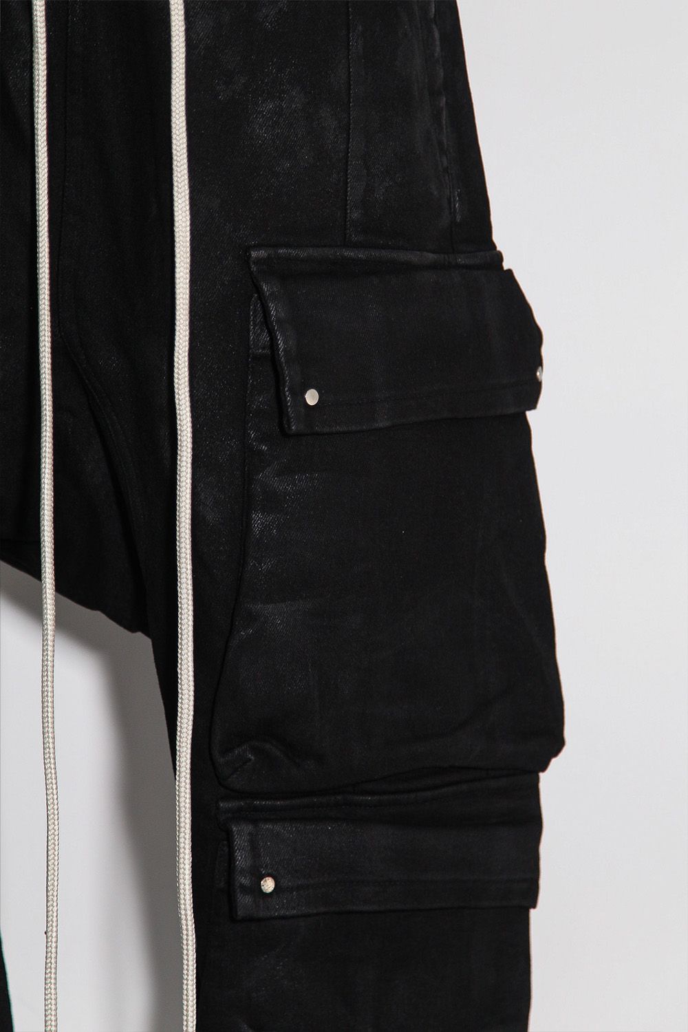 [ラスト1点 サイズ3] 【コーティングあり】サルエルカーゴジョガーパンツ / COATED SAROUEL CARGO JOGGER DENIM / ブラック / ag-12042-1