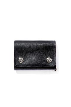 SILVER STAR CONCHO FLAP LEATHER HALF WALLET / ブラック