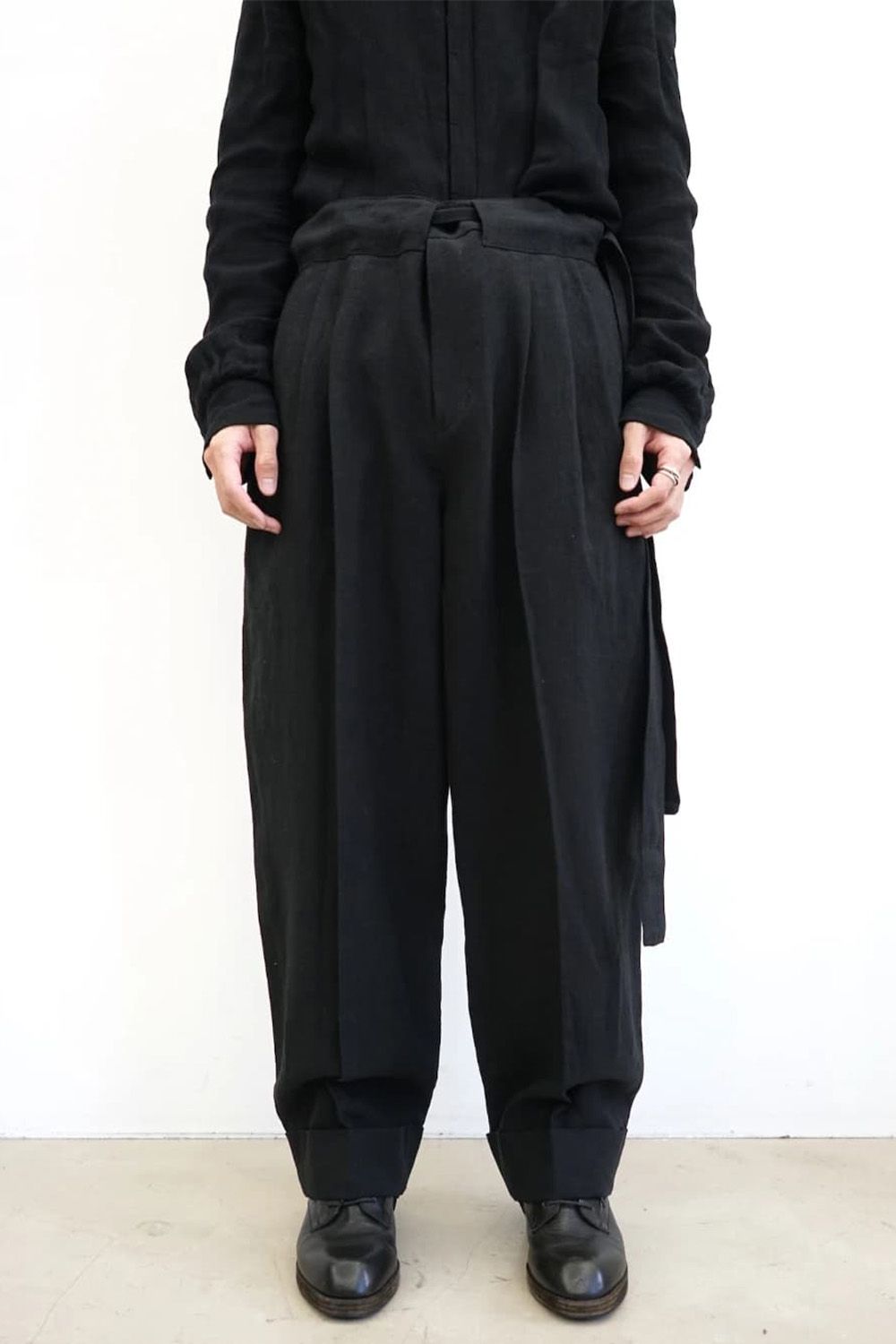 Line Double Hem Pants with Matching Belt