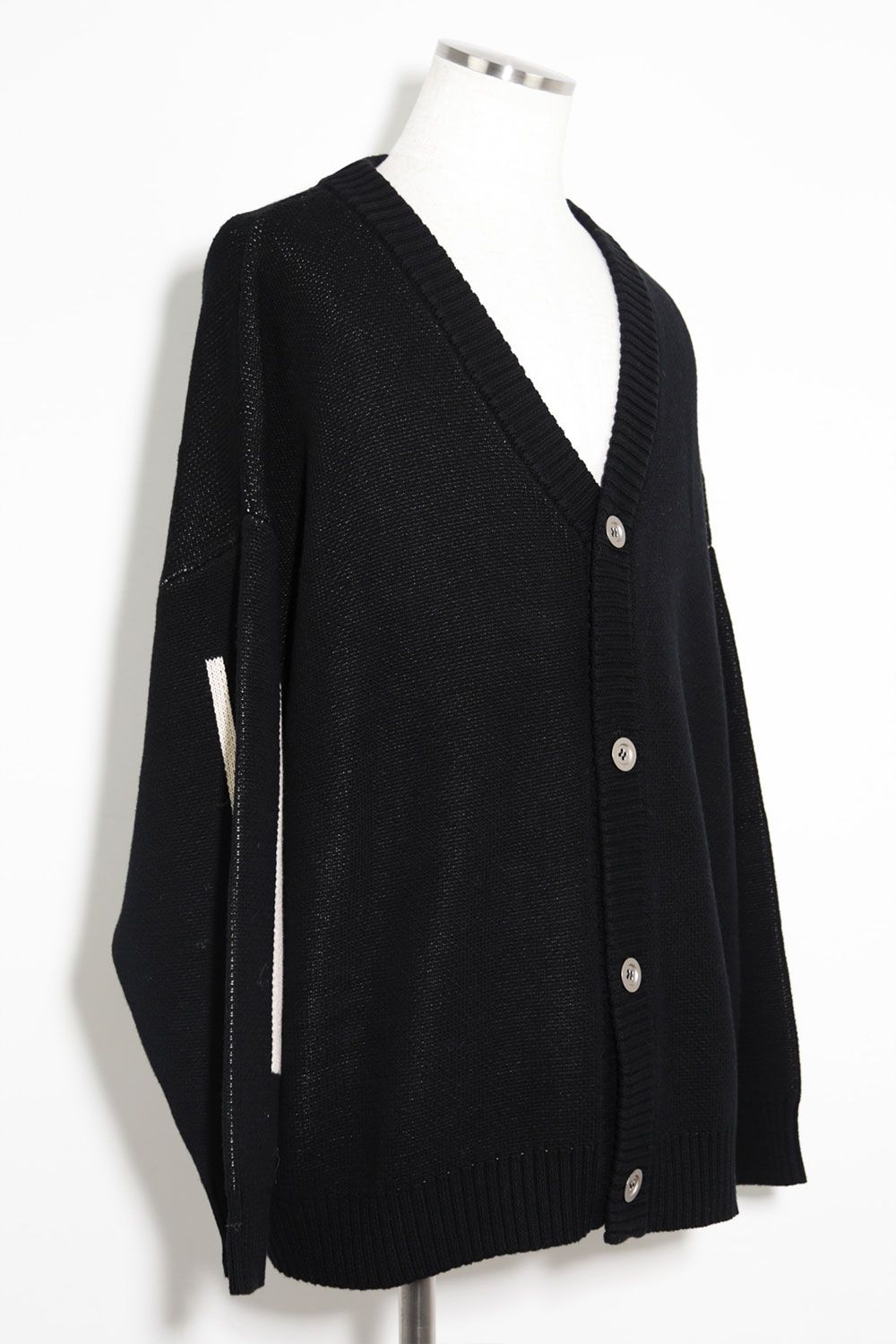 幾何学模様オーバーサイズカーディガン / Geo Pattern Knit Cardigan / ブラック×アイボリー / ag-8010-1