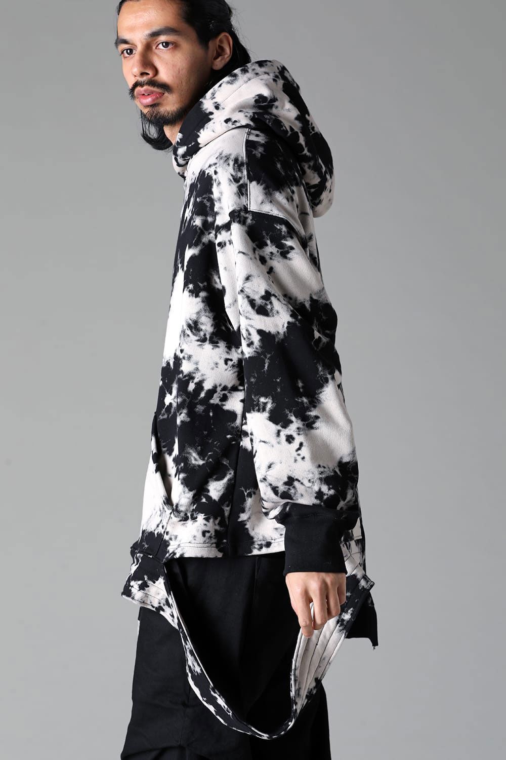 アシンメトリーフーディー / ASYMMETRY HOODED / ブラック×アイボリー / ag-12082