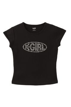 RHINESTONE OVAL LOGO S/S BABY TEE / ブラック